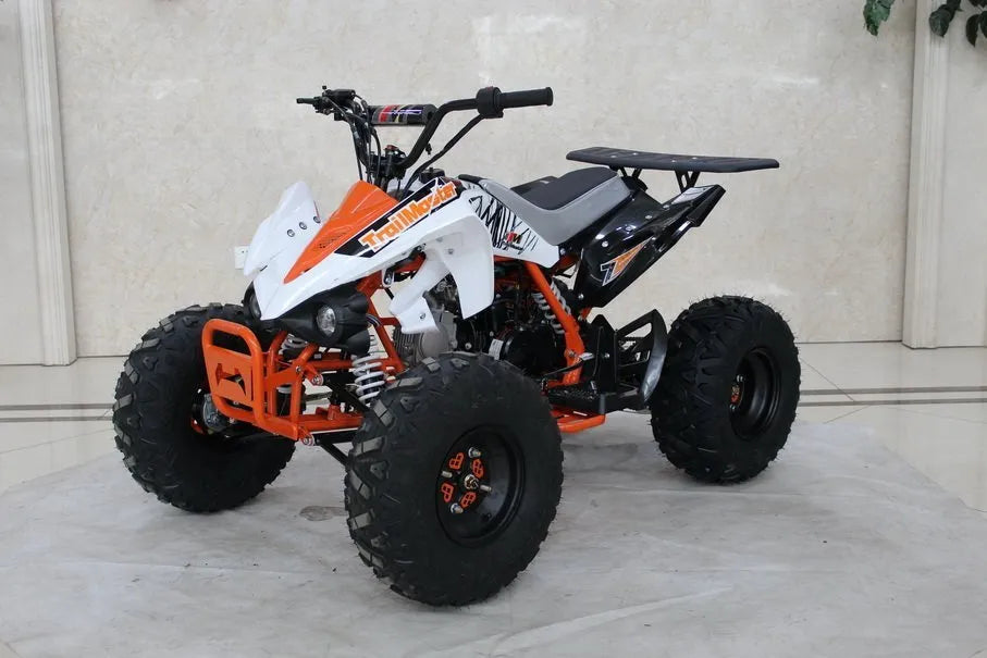 Trailmaster K125, 8" Wheel ,Youth Sports style ATV, Automatic Trans, Reverse,  Color Matched suspension, Front and Rear Brakes, Throttle Control - Lee Motorsports