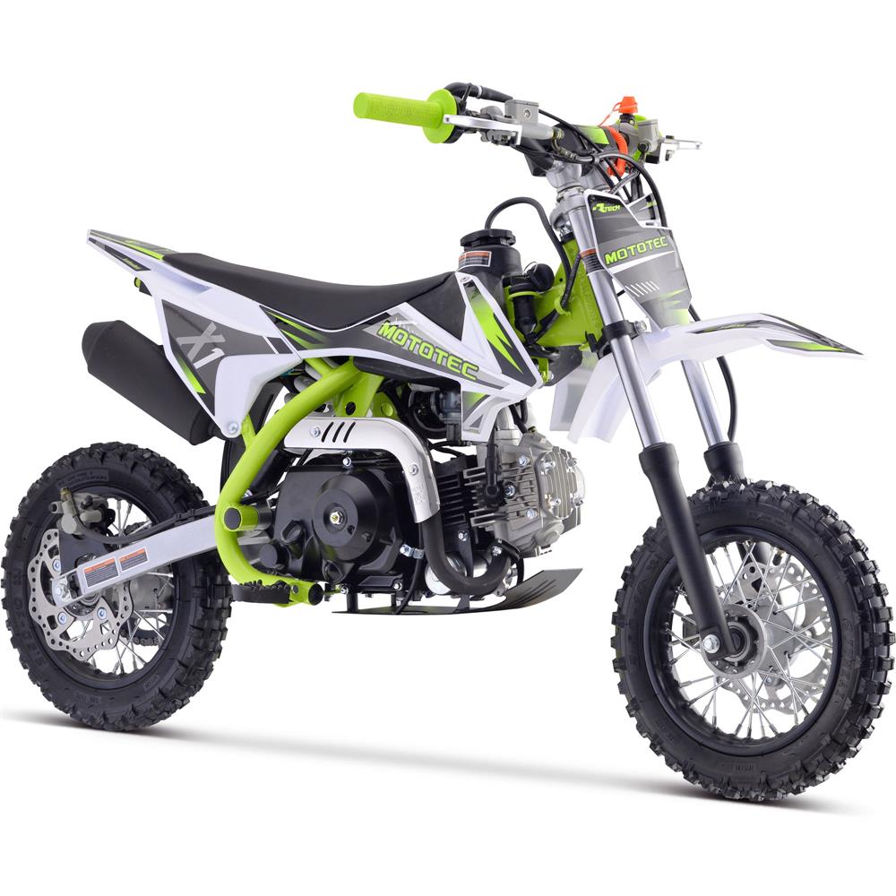 MotoTec X1 70cc 4-Stroke Gas Dirt Bike Green