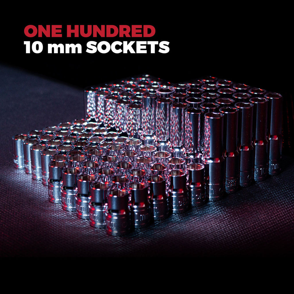 100pc - 10mm Socket Set by Olsa Tools - Perfect for Mechanics | Limited Lifetime Warranty