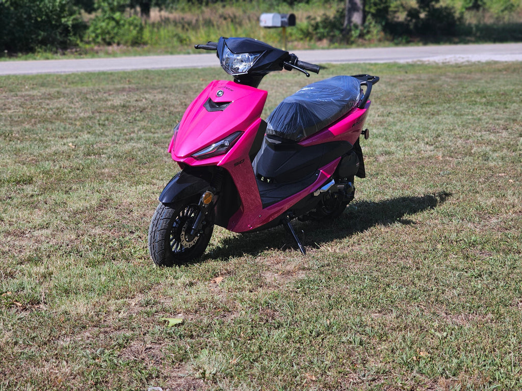 2022 RaceStar 50 Raspberry Scooter with a durable steel frame, on sale at Lee Motorsports near Joplin and Seneca, MO