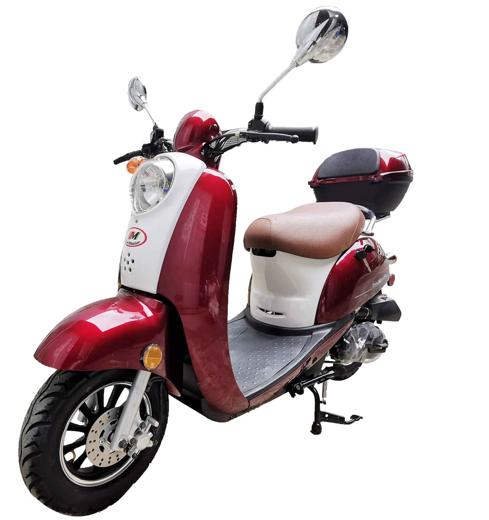 Trailmaster Milano 50 N Scooter Euro Style, Two Tone , LED head Light, Electric Start 49.5CC moped - Lee Motorsports
