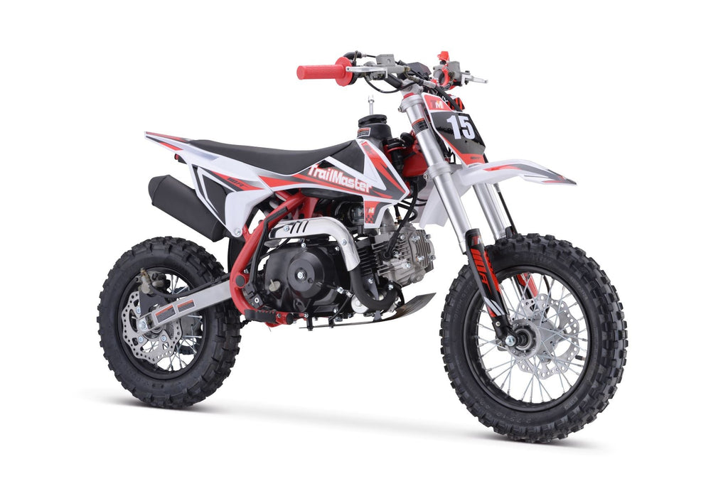 Trailmaster TM15 Dirt Bike 110cc Semi-Automatic 4 speed, Electric Start, 24.21 inches seat height, Disk Brakes, Twin Spar Frame - Lee Motorsports